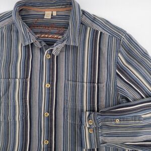 The Territory Ahead Mens L Button Shirt Striped Textured Heavy Cotton Southwest